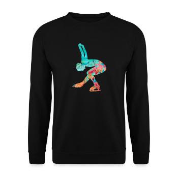 Eiskunstlauf PopArt - Unisex Pullover - Schwarz - Vorne - Alina (178cm) & Michal (187cm)