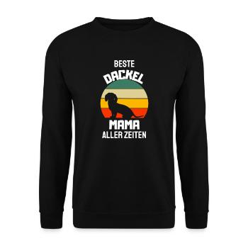 Hundefreund Hunde Mama Muttertag Geschenk Dackel - Unisex Pullover - Schwarz - Vorne - Alina (178cm) & Michal (187cm)