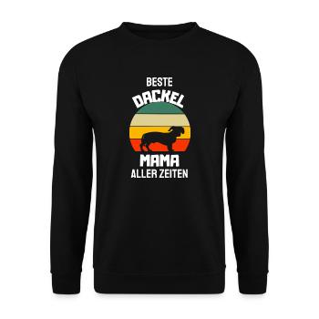 Hunde Mama Hundebesitzer Muttertag Retro Dackel - Unisex Pullover - Schwarz - Vorne - Alina (178cm) & Michal (187cm)