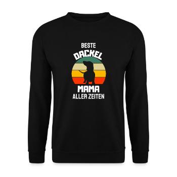 Beste Hunde Mama aller Zeiten Muttertag Dackel - Unisex Pullover - Schwarz - Vorne - Alina (178cm) & Michal (187cm)