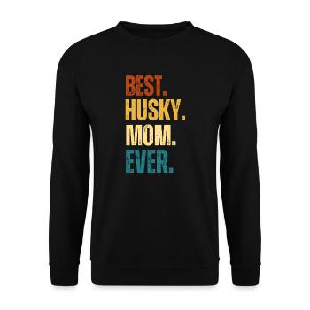 Beste Husky Mama Muttertag Geschenk Retro Husky - Unisex Pullover - Schwarz - Vorne - Alina (178cm) & Michal (187cm)