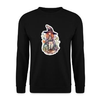 Sorcière assise sur une pierre - Sweat-shirt Unisexe - noir - Devant - Alina (178cm) & Michal (187cm)