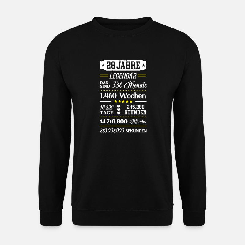 28 Jahre Geburtstag 28. Geburtstagsoutfit Birthday - Unisex Pullover - Schwarz