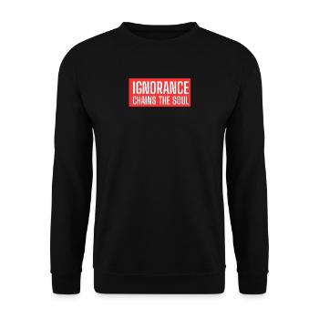Gestaltung von Texten "Ignorance chains the souls - Unisex Pullover - Schwarz - Vorne - Alina (178cm) & Michal (187cm)