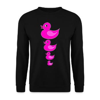 Ente Entchen Quietscheente Quak - Unisex Pullover - Schwarz - Vorne - Alina (178cm) & Michal (187cm)