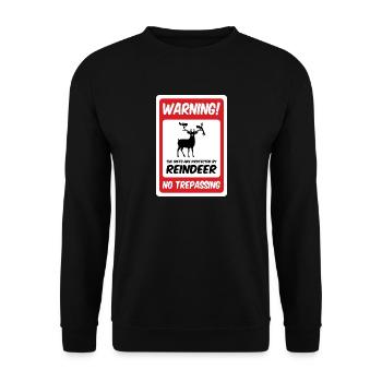 Vorsicht vor den Rentieren! (kein Trepassing, Variante) - Unisex Pullover - Schwarz - Vorne - Alina (178cm) & Michal (187cm)