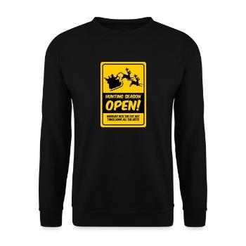 Die Jagdsaison ist eröffnet! (Weihnachtsmann-Variante) - Unisex Pullover - Schwarz - Vorne - Alina (178cm) & Michal (187cm)