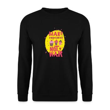Cupcakes not war - Mach Kuchen statt Krieg- Spaß - Unisex Pullover - Schwarz - Vorne - Alina (178cm) & Michal (187cm)