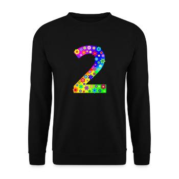 Blumen Zahl 02 - Unisex Pullover - Schwarz - Vorne - Alina (178cm) & Michal (187cm)