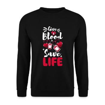 Blutspender Helfen Sozial - Unisex Pullover - Schwarz - Vorne - Alina (178cm) & Michal (187cm)