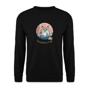 Country Cat - Unisex Sweatshirt - black - Front - Alina (178cm) & Michal (187cm)