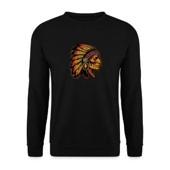 Tête de chef Indien, Sioux, style vintage ⭐⭐⭐ - Sweat-shirt Unisexe - noir - Devant - Alina (178cm) & Michal (187cm)