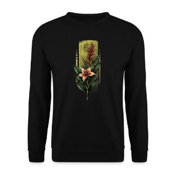 Tropical Elegance: Hibiscus and Heliconia fusion - Unisex Sweatshirt - black - Front - Alina (178cm) & Michal (187cm)