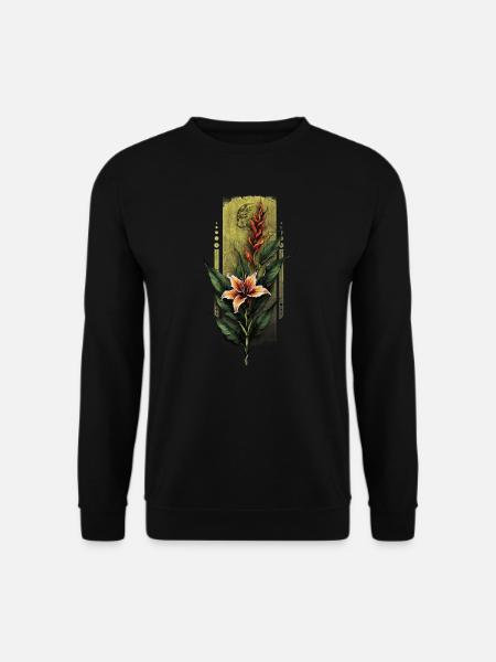 Tropische Eleganz: Fusion von Hibiskus und Heliconia - Unisex Pullover - Schwarz