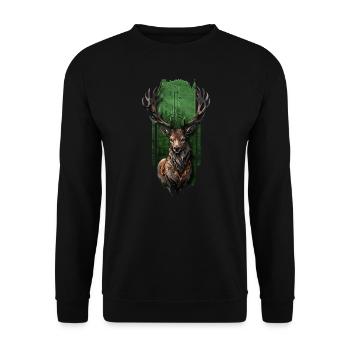 Cerf royal - Sweat-shirt Unisexe - noir - Devant - Alina (178cm) & Michal (187cm)