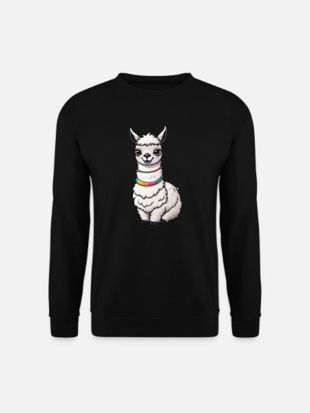 Süßes Lama Sticker - Unisex Pullover - Schwarz