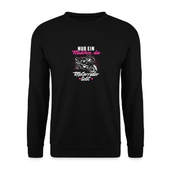 Motorcycle Woman Superbiker Gift · Girl - Unisex Sweatshirt - black - Front - Alina (178cm) & Michal (187cm)