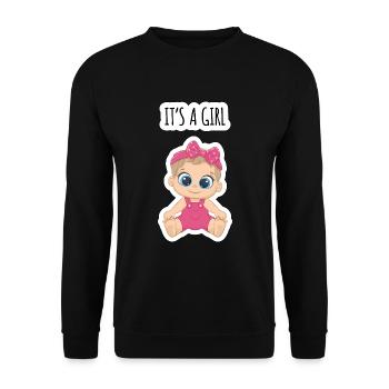 Es ist ein Mädchen - Unisex Pullover - Schwarz - Vorne - Alina (178cm) & Michal (187cm)