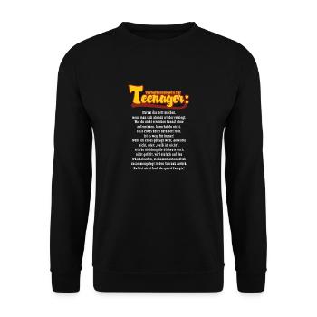 Verhaltensregeln für Teenager RAHMENLOS® - Unisex Pullover - Schwarz - Vorne - Alina (178cm) & Michal (187cm)