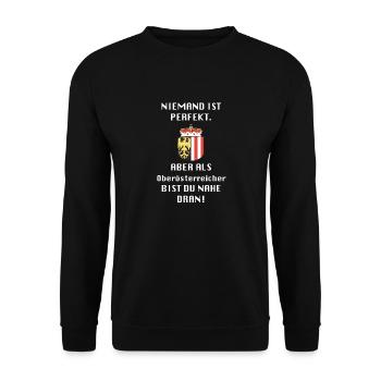Fast perfekter Oberösterreicher - Unisex Pullover - Schwarz - Vorne - Alina (178cm) & Michal (187cm)