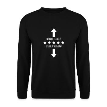 "Bier-rein-Bier-raus" by Claudia-Moda - Unisex Pullover - Schwarz - Vorne - Alina (178cm) & Michal (187cm)