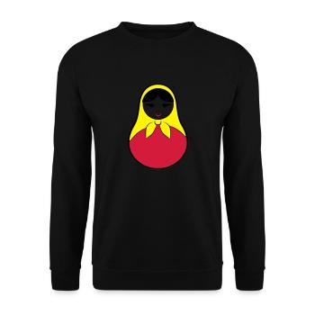 Matroschka / Babuschka - russische Puppe in Puppe - Unisex Pullover - Schwarz - Vorne - Alina (178cm) & Michal (187cm)