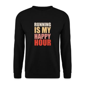 Running Is My Happy Hour - Unisex Sweatshirt - black - Front - Alina (178cm) & Michal (187cm)