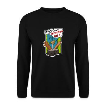 Holz hacken Axt Geschenk Idee - Unisex Pullover - Schwarz - Vorne - Alina (178cm) & Michal (187cm)