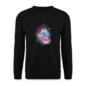 FLYING HANDS - Unisex Pullover - Schwarz - Vorne - Alina (178cm) & Michal (187cm)