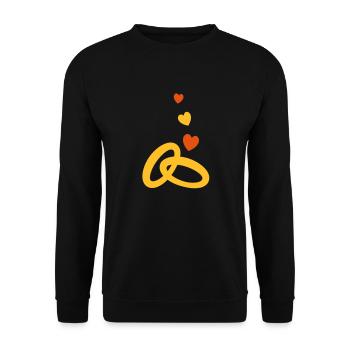 deux anneaux de mariage en or avec le mariage de - Sweat-shirt Unisexe - noir - Devant - Alina (178cm) & Michal (187cm)