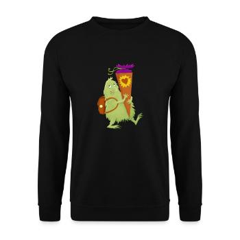 Monster mit Schultüte - Unisex Pullover - Schwarz - Vorne - Alina (178cm) & Michal (187cm)