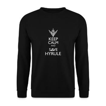 Bleib 'ruhig und sparen Hyrule - Unisex Pullover - Schwarz - Vorne - Alina (178cm) & Michal (187cm)