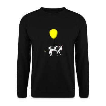 Eine Kuh hängt an einem Ballon - Unisex Pullover - Schwarz - Vorne - Alina (178cm) & Michal (187cm)