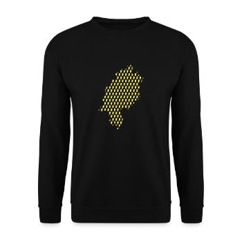 Apfelwein Hessen Bembel Karte Geripptes Geschenk - Unisex Pullover - Schwarz - Vorne - Alina (178cm) & Michal (187cm)