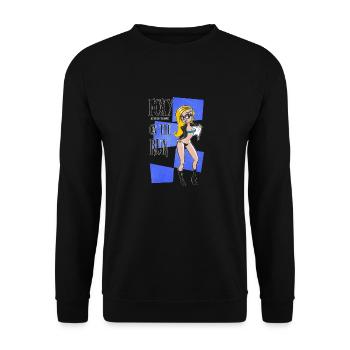 Nerd Geek Hipster Retro Pinup Blonde (blue bg) - Unisex Sweatshirt - black - Front - Alina (178cm) & Michal (187cm)