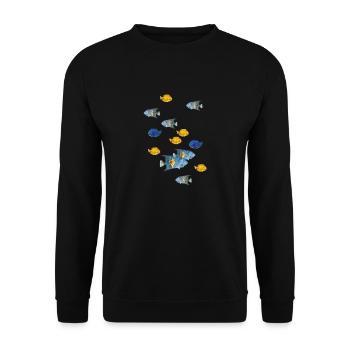 Fischschwarm - Unisex Pullover - Schwarz - Vorne - Alina (178cm) & Michal (187cm)