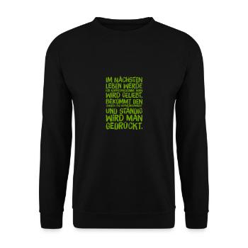 Wiedergeburt als Kaffeemaschine - Unisex Pullover - Schwarz - Vorne - Alina (178cm) & Michal (187cm)