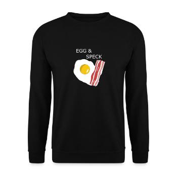 Egg mit Speck - Unisex Pullover - Schwarz - Vorne - Alina (178cm) & Michal (187cm)