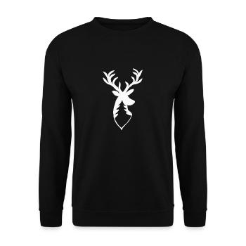 Hirschkopf - Tanne - Unisex Pullover - Schwarz - Vorne - Alina (178cm) & Michal (187cm)