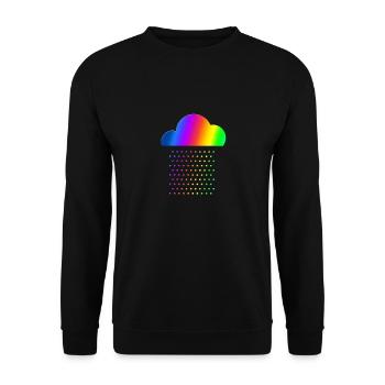 Buntes Wetter - Wir lieben Regen! Regenbogen Wolke - Unisex Pullover - Schwarz - Vorne - Alina (178cm) & Michal (187cm)