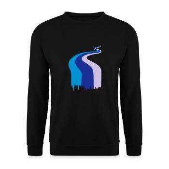 Farbfluss, Fluss, Flow, Fahne - Unisex Pullover - Schwarz - Vorne - Alina (178cm) & Michal (187cm)