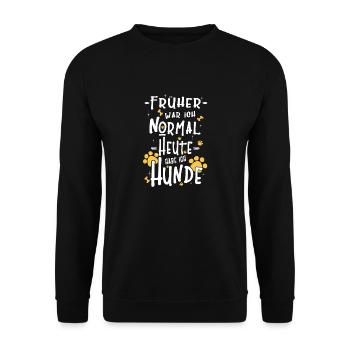 Hundeshirt Geschenk Hunde Hundemensch - Unisex Pullover - Schwarz - Vorne - Alina (178cm) & Michal (187cm)
