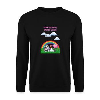 Unicorn farts tasts taste better unicorn farts - Unisex Sweatshirt - black - Front - Alina (178cm) & Michal (187cm)