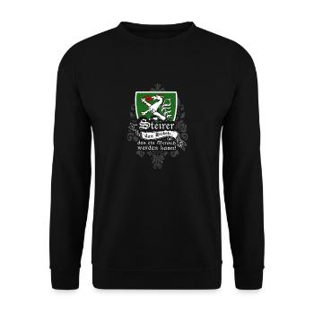 Steirer – Das Höchste, was ein Mensch werden kann - Unisex Pullover - Schwarz - Vorne - Alina (178cm) & Michal (187cm)