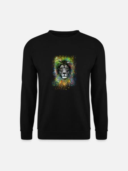 T-shirt Lion Lion yeux jaunes - Sweat-shirt Unisexe - noir