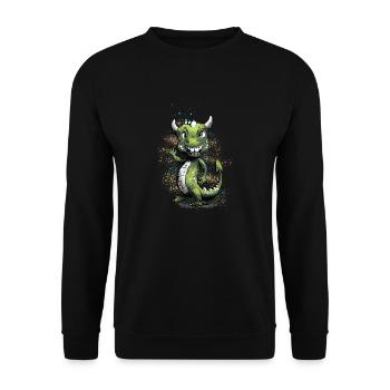 Farbiger Drache - Unisex Pullover - Schwarz - Vorne - Alina (178cm) & Michal (187cm)