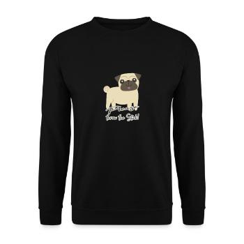 Pug Mops Geschenk - Unisex Pullover - Schwarz - Vorne - Alina (178cm) & Michal (187cm)