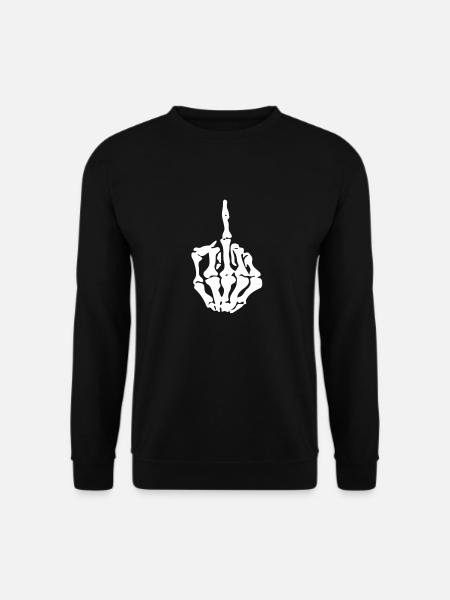 F*** Y**! Skelett Mittelfinger - Unisex Pullover - Schwarz