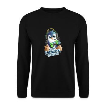 Zocker Pinguin - Nur noch 5 Minuten, versprochen!? - Unisex Pullover - Schwarz - Vorne - Alina (178cm) & Michal (187cm)
