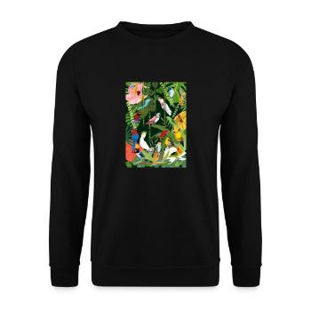 Parrots in the jungle, illustration - Unisex Sweatshirt - black - Front - Alina (178cm) & Michal (187cm)